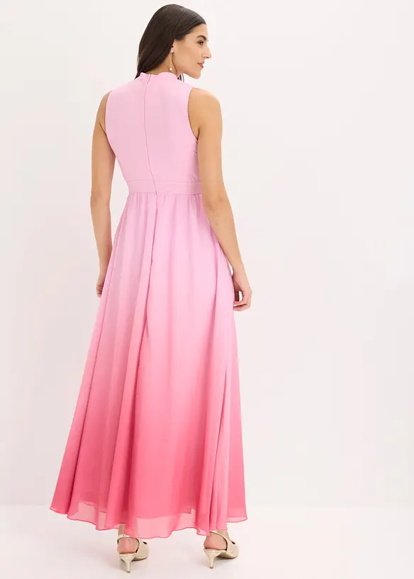 Abito di chiffon con colletto e accessorio in vita, bonprix