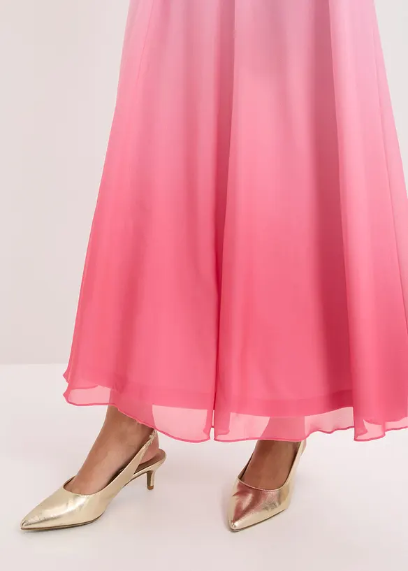 Abito di chiffon con colletto e accessorio in vita, bonprix