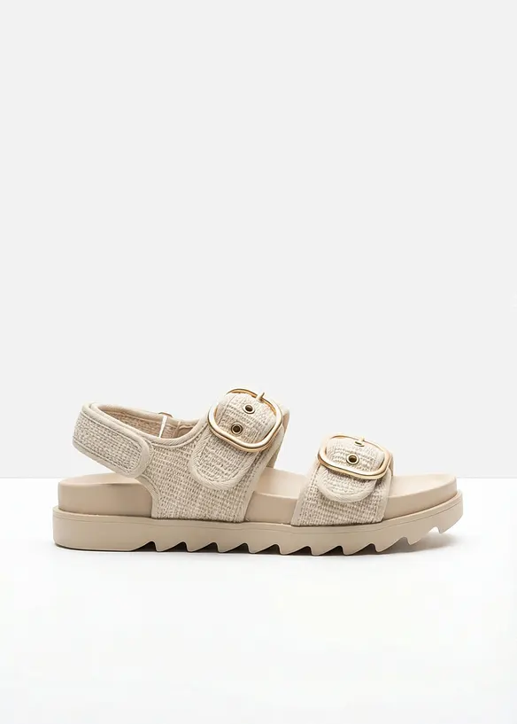 Sandali effetto boucl&eacute; con plateau, bonprix