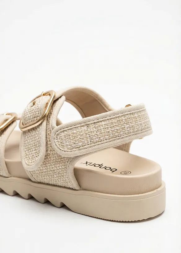 Sandali effetto boucl&eacute; con plateau, bonprix