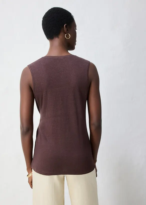 Maglia effetto incrociato in puro lino, bonprix