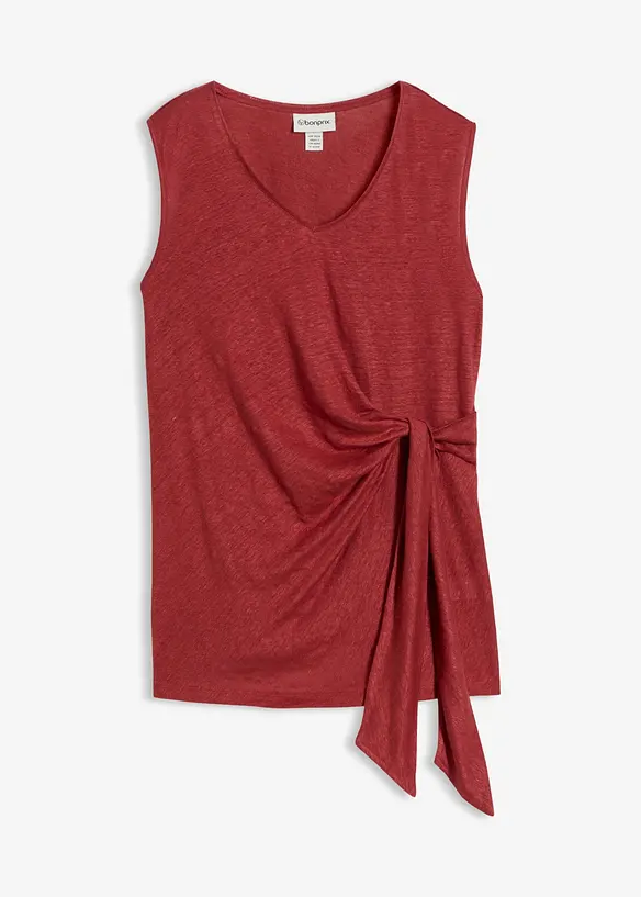 Maglia effetto incrociato in puro lino, bonprix