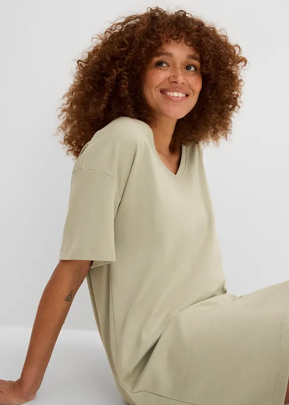 Abito t-shirt oversize con scollatura a V (pacco da 2), bonprix