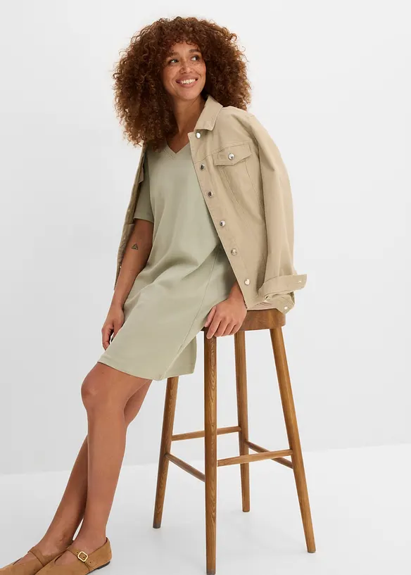 Abito t-shirt oversize con scollatura a V (pacco da 2), bonprix