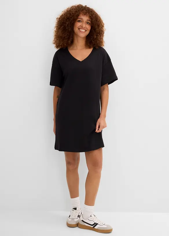Abito t-shirt oversize con scollatura a V (pacco da 2), bonprix