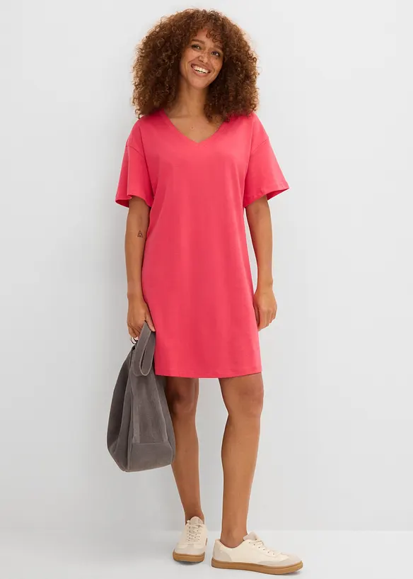 Abito t-shirt oversize con scollatura a V (pacco da 2), bonprix