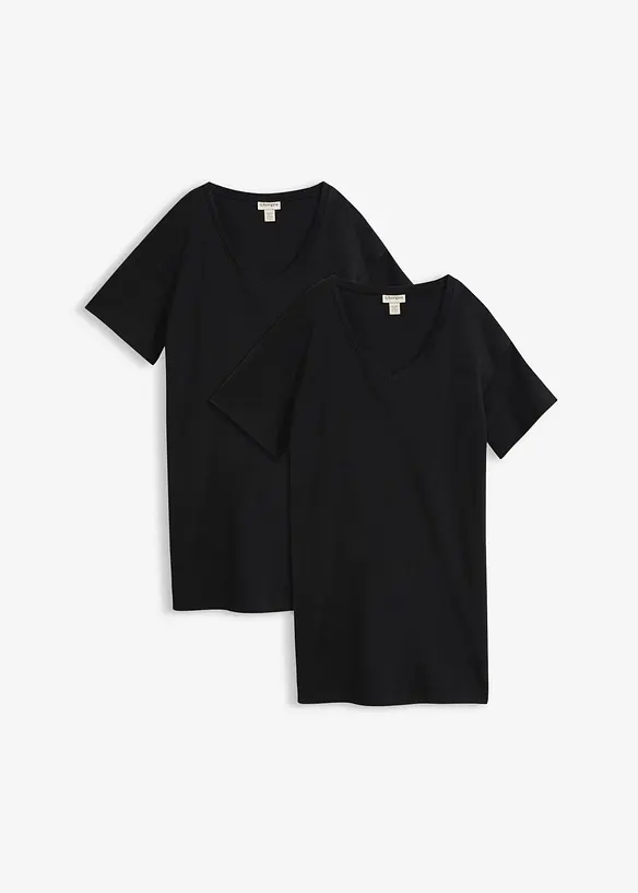 Abito t-shirt oversize con scollatura a V (pacco da 2), bonprix