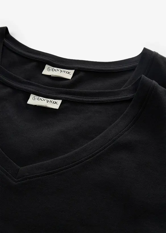 Abito t-shirt oversize con scollatura a V (pacco da 2), bonprix