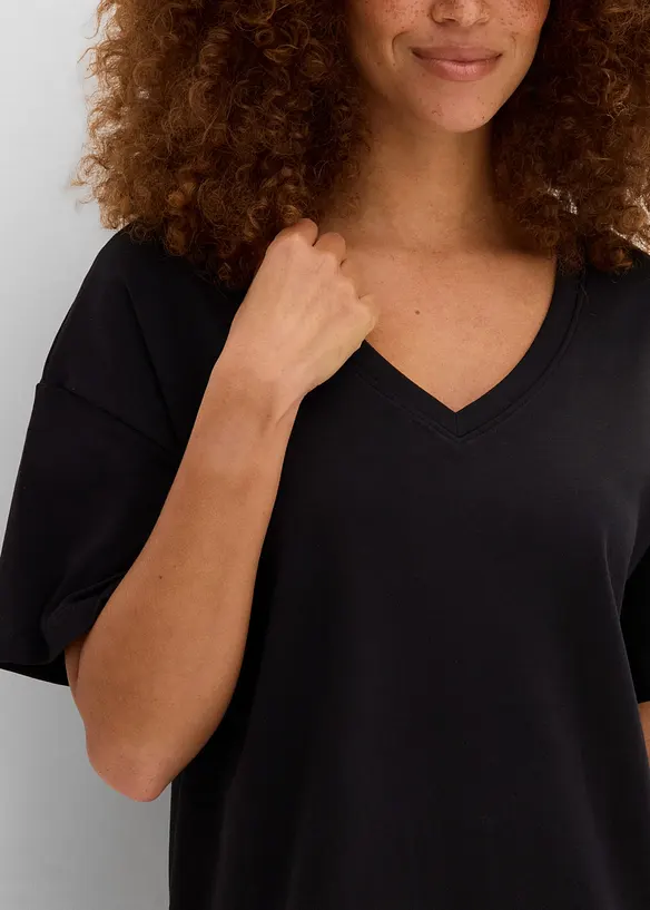 Abito t-shirt oversize con scollatura a V (pacco da 2), bonprix