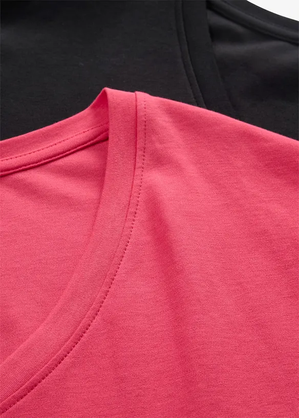 Abito t-shirt oversize con scollatura a V (pacco da 2), bonprix