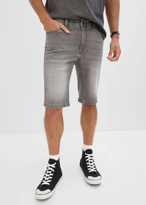 Bermuda di jeans elasticizzati con cavallo rafforzato, regular fit, bonprix