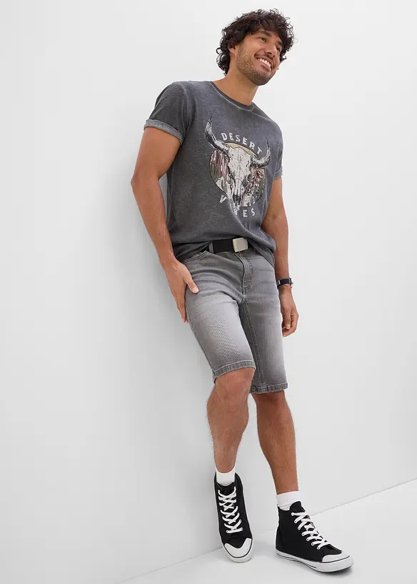Bermuda di jeans elasticizzati con cavallo rafforzato, regular fit, bonprix
