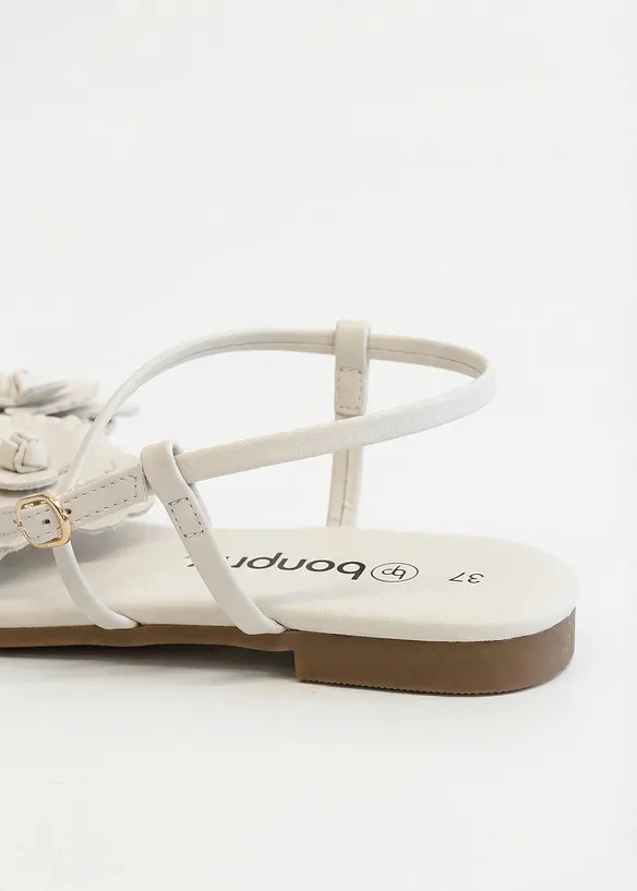 Sandali con fascette e fiori, bonprix