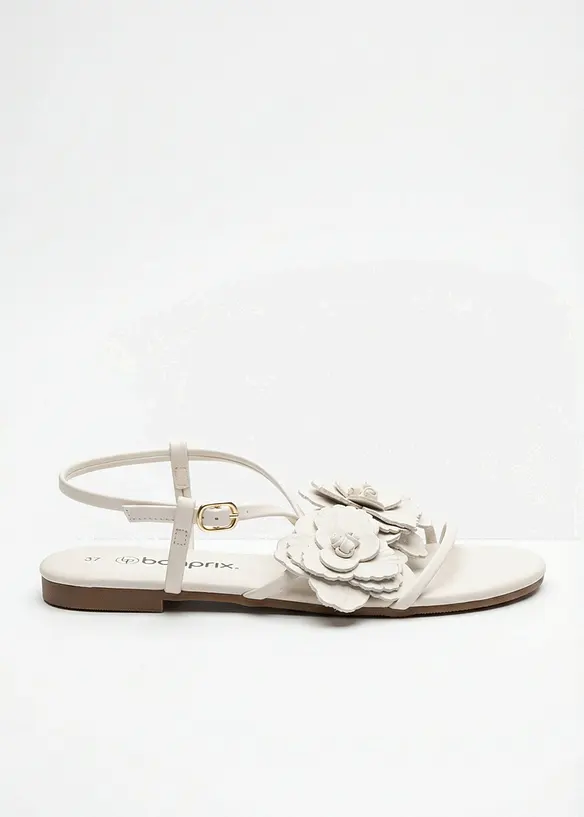 Sandali con fascette e fiori, bonprix