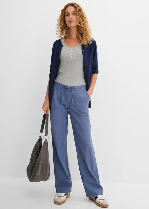 Pantaloni a palazzo in misto lino, bonprix