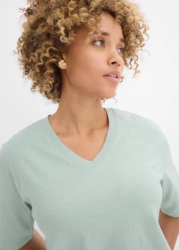 T-shirt boxy in filato fiammato di puro cotone biologico (pacco da 2), bonprix