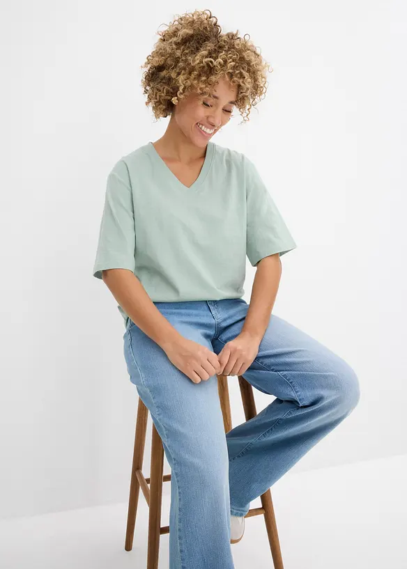 T-shirt boxy in filato fiammato di puro cotone biologico (pacco da 2), bonprix