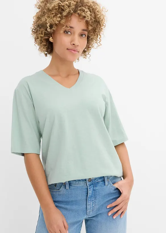 T-shirt boxy in filato fiammato di puro cotone biologico (pacco da 2), bonprix