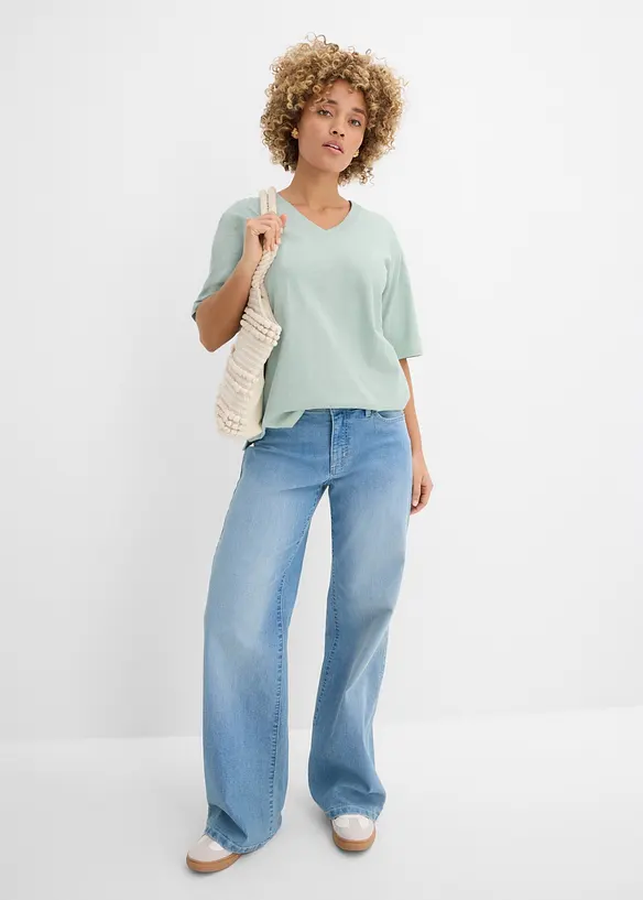 T-shirt boxy in filato fiammato di puro cotone biologico (pacco da 2), bonprix
