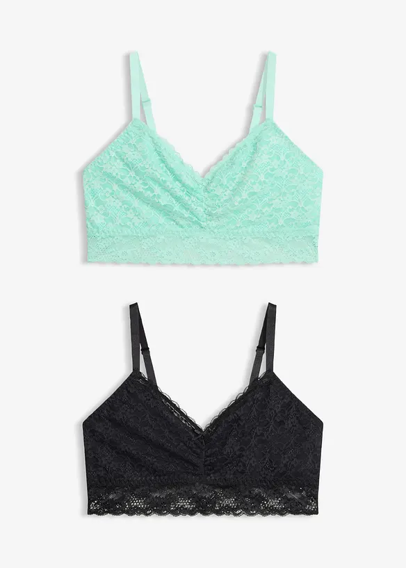 Reggiseno bustier con pizzo morbido (pacco da 2), bonprix