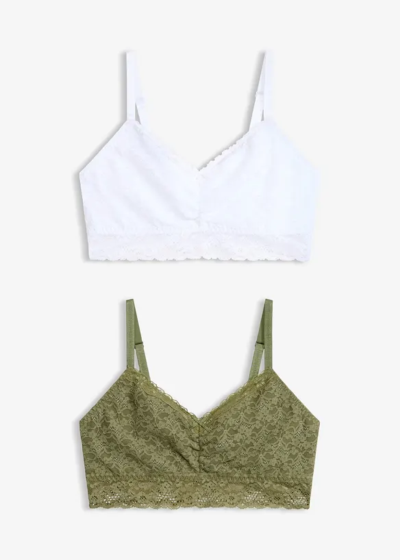 Reggiseno bustier con pizzo morbido (pacco da 2), bonprix