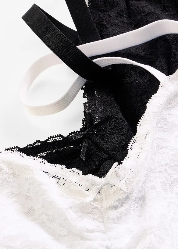Reggiseno bustier con pizzo morbido (pacco da 2), bonprix