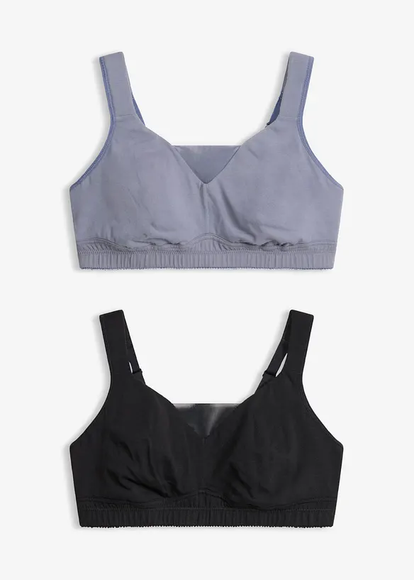 Reggiseno t-shirt senza ferretto con cotone (pacco da 2), bonprix
