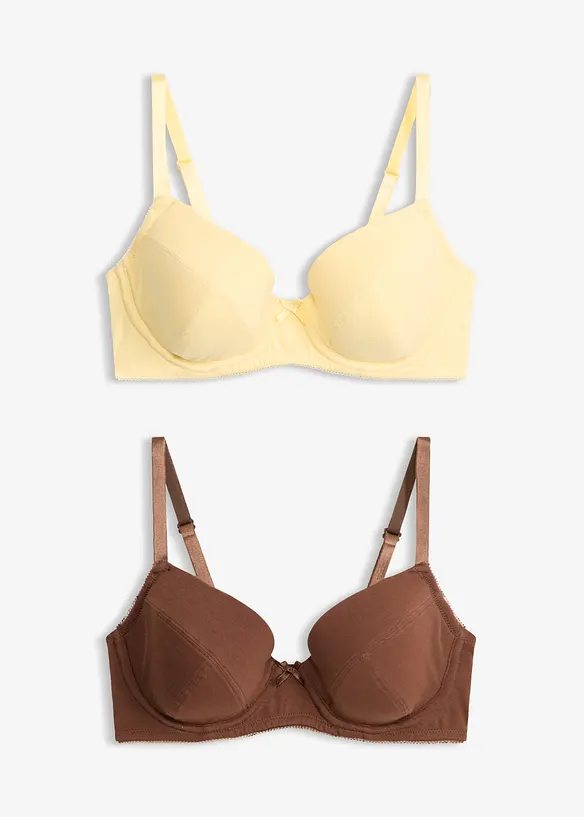 Reggiseno push-up con ferretto e cotone biologico (pacco da 2), bonprix