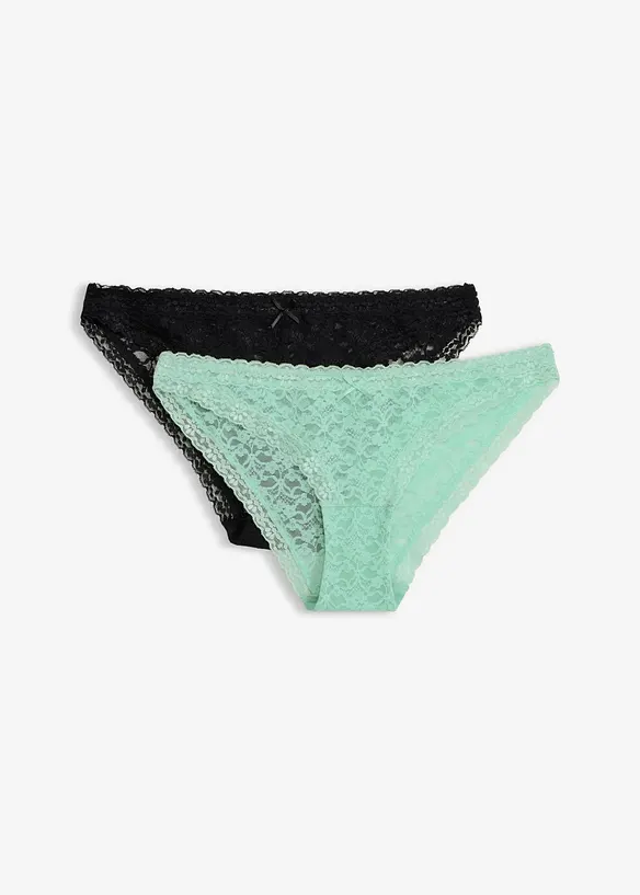 Mini slip con pizzo morbido (pacco da 2), bonprix
