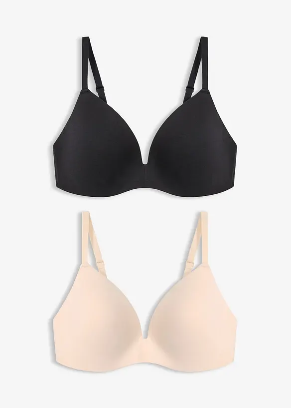 Reggiseno senza ferretto con coppe preformate e cotone (pacco da 2), bonprix