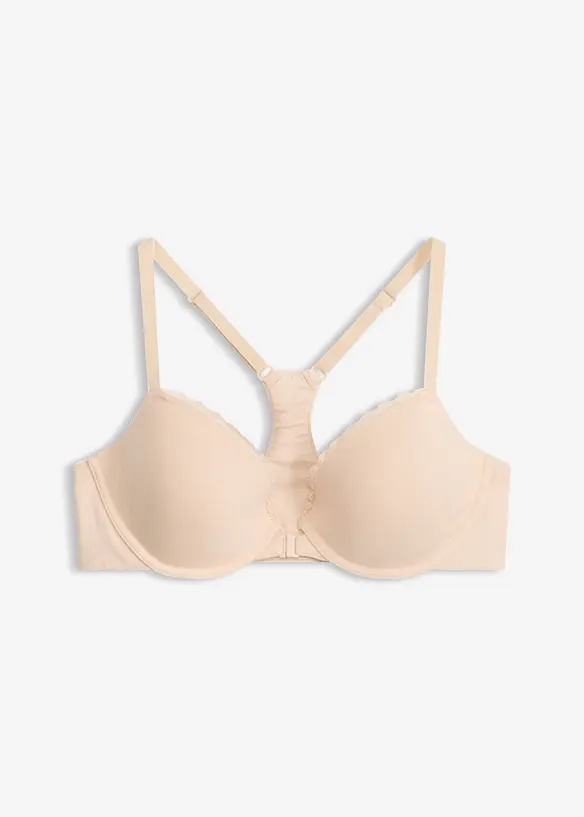 Reggiseno con coppe preformate, ferretto, chiusura frontale e cotone, bonprix