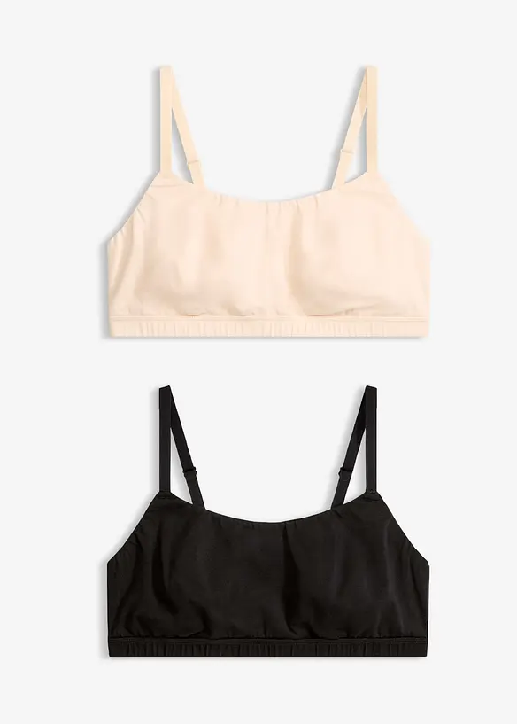 Bralette senza ferretto con cotone (pacco da 2), bonprix