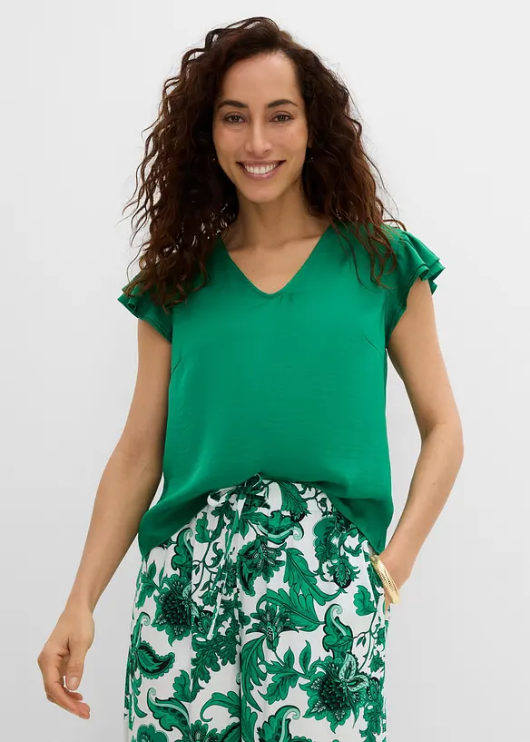 Blusa con volant, bonprix