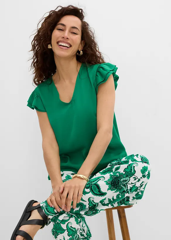 Blusa con volant, bonprix