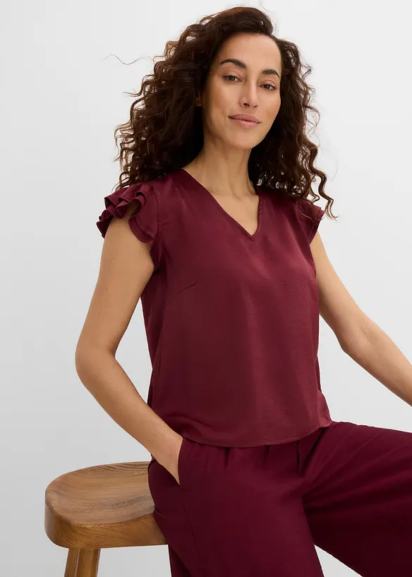 Blusa con volant, bonprix