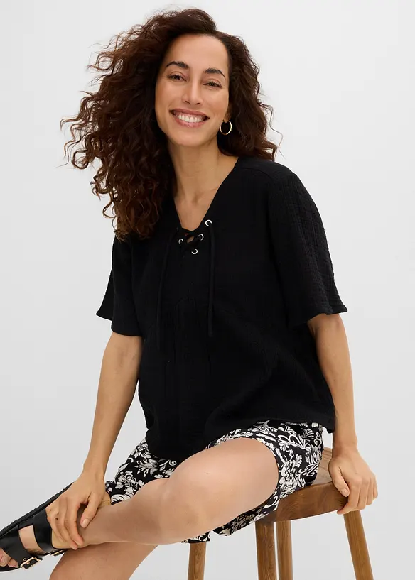 Blusa in mussola vaporosa, bonprix