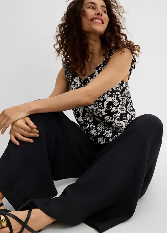 Pantaloni con elastico in vita in misto viscosa, bonprix