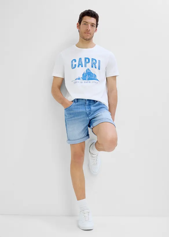 Shorts di jeans leggeri con elastico in vita, relaxed fit, bonprix