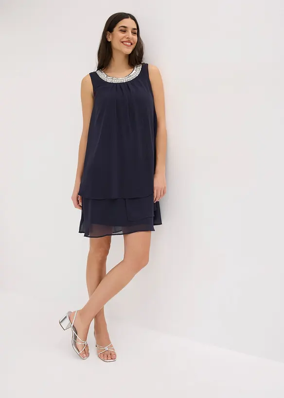 Abito in chiffon con applicazione di strass, bonprix