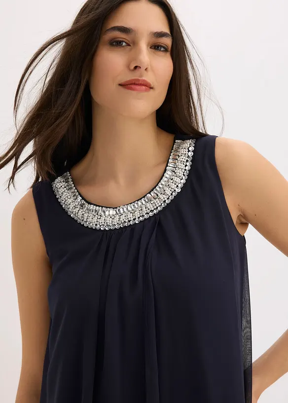 Abito in chiffon con applicazione di strass, bonprix