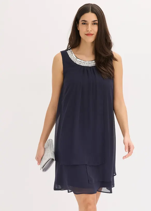 Abito in chiffon con applicazione di strass, bonprix