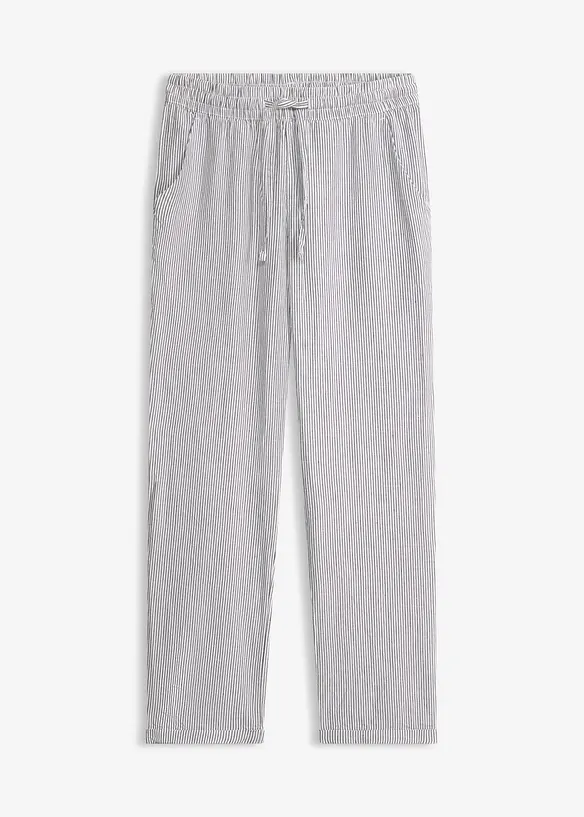Pantaloni in misto lino con elastico in vita, bonprix
