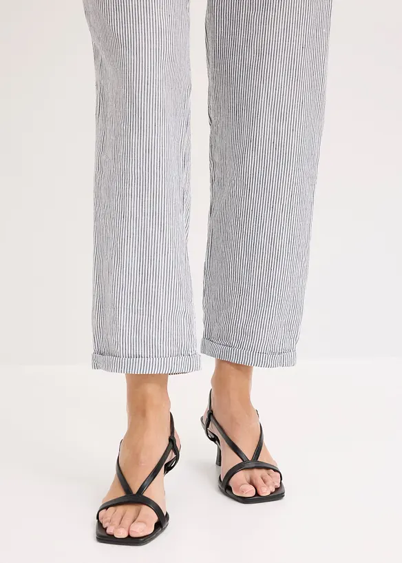 Pantaloni in misto lino con elastico in vita, bonprix