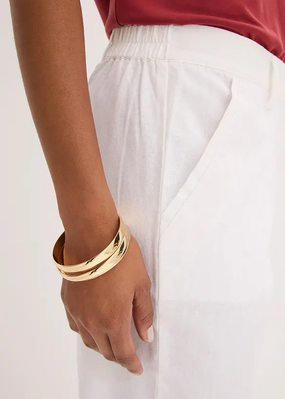 Pantaloni in tessuto misto lino e cotone, bonprix
