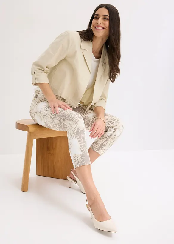 Pantaloni cropped elasticizzati a fantasia, bonprix