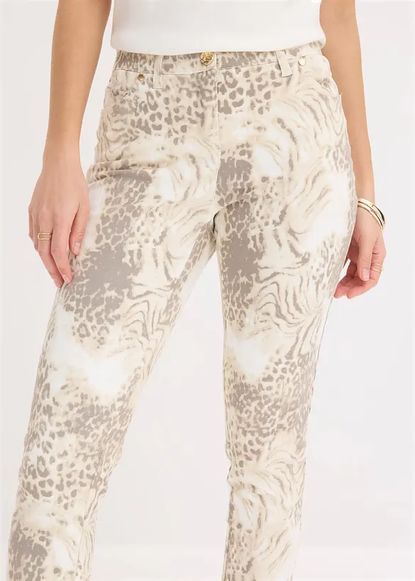 Pantaloni cropped elasticizzati a fantasia, bonprix