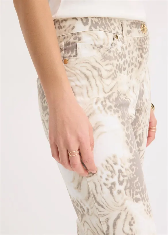 Pantaloni cropped elasticizzati a fantasia, bonprix