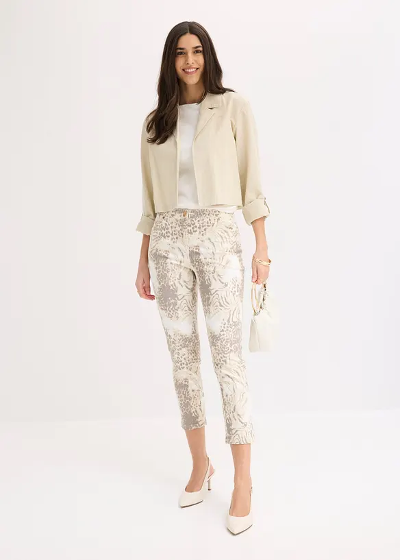 Pantaloni cropped elasticizzati a fantasia, bonprix