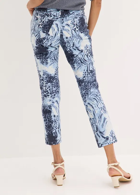 Pantaloni cropped elasticizzati a fantasia, bonprix
