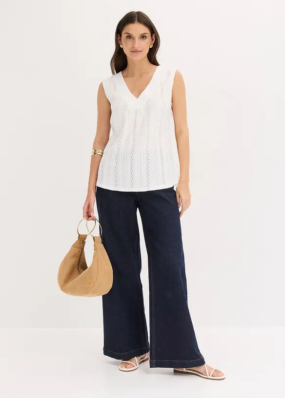 Top con ricami traforati, bonprix